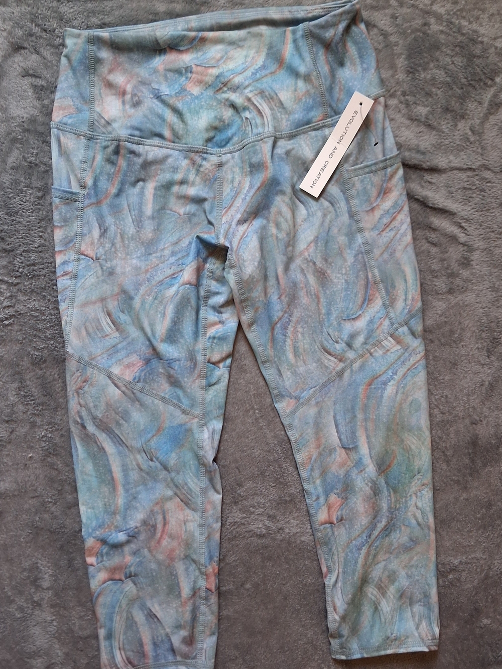 New  With Tags Evolution & Creation Blue  Activewear Leggings  Large UPF50